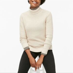 J. Crew Women's Cream Turtleneck Sweater / Cotton Wool Blend Women’s Size Large
